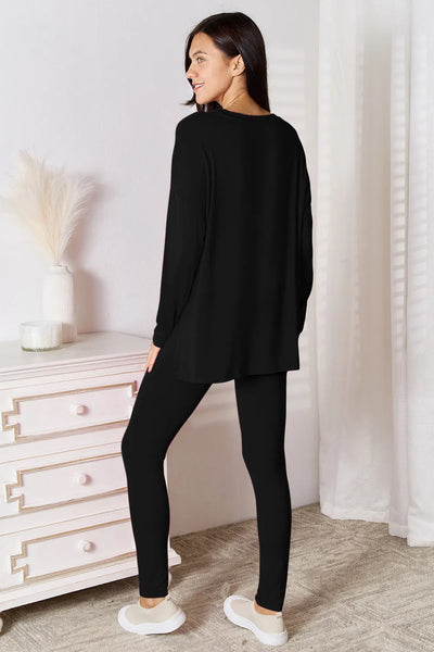 Basic Bae Bamboo Full Size V-Neck Long Sleeve Top and Pants Lounge Set - Image 6