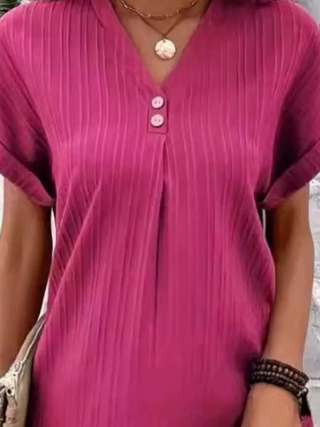 Full Size Casual V-Neck Short Sleeve Dress Plus Size - Image 11