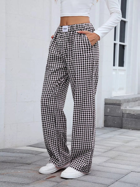 Plaid Wide Leg Casual Pants - Image 19
