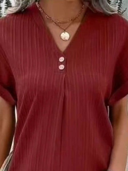 Full Size Casual V-Neck Short Sleeve Dress Plus Size - Image 17