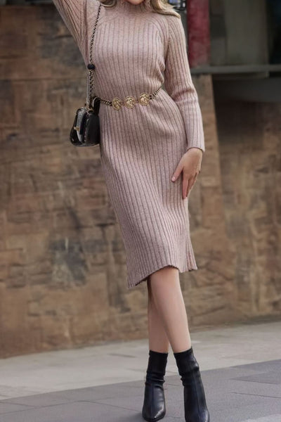 Ribbed Mock Neck Sweater Dress - Image 2