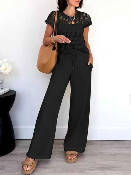 Women's Casual Hollow-Out Two-Piece Set | Beach & Lounge Set - Image 2