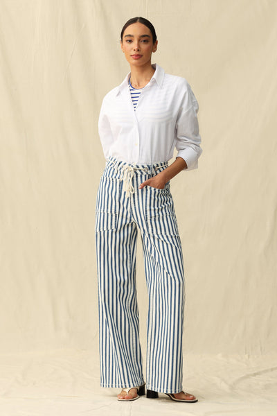 High Rise Drawstring Wide Leg Pants