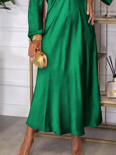 Full Size V-Neck Long Sleeve Midi Dress Plus Size - Image 2