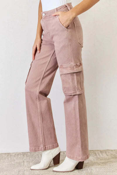RISEN Full Size High Rise Cargo Wide Leg Jeans - Image 3