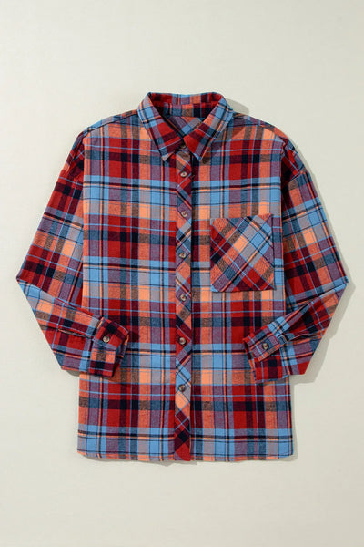 Plaid Collared Neck Long Sleeve Shirt - Image 12