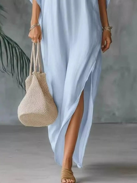 Full Size V-Neck Maxi Dress With Side Slits Plus Size - Image 2
