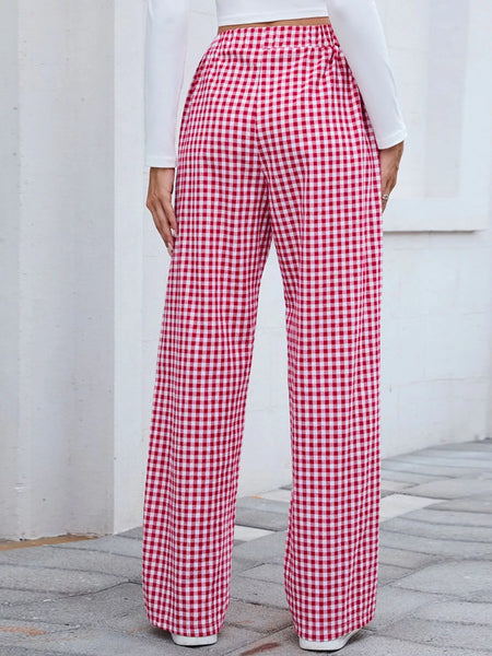 Plaid Wide Leg Casual Pants - Image 5