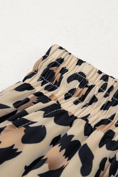 Parchment Leopard Drawstring Flowy Wide Leg Pants - Image 9