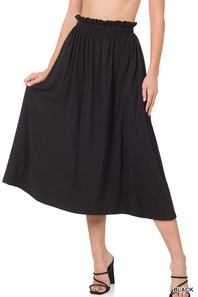 Zenana Paperbag Waist Midi Skirt With Pockets - Image 2