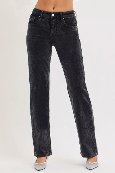 RISEN Tummy Control Mid Rise Straight Leg Corduroy Pants - Image 2