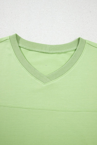 Loose V Neck Half Sleeve Tee and Drawstring Shorts Plus Size - Image 4