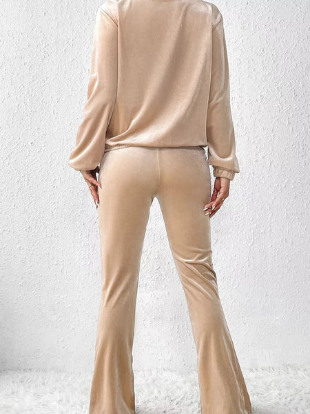 Plus Size Surplice Long Sleeve Top and Pants Set - Image 4