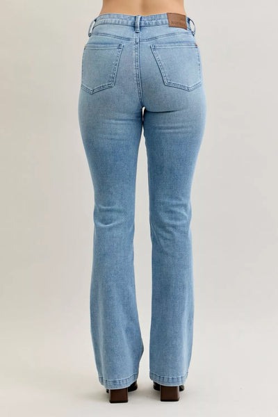 Judy Blue Full Size Mid Rise Bootcut Jeans with Contrast Wash & Front Patch Pockets Plus Size - Image 7