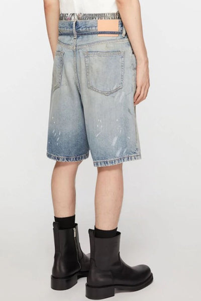 Men's Washed Graffiti Print Denim Bermuda Shorts - Image 5