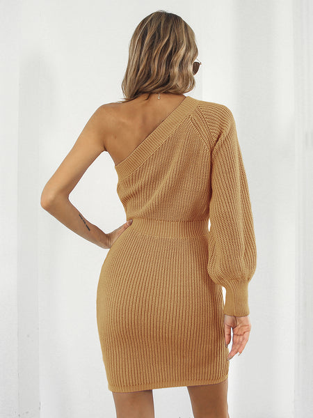 One-Shoulder Mini Sweater Dress - Image 15