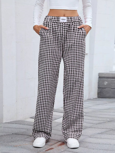 Plaid Wide Leg Casual Pants - Image 18
