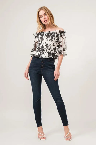 And The Why Smocked Off-Shoulder Floral Printed Top - Image 8