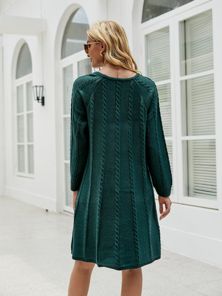 Cable-Knit Long Sleeve Sweater Dress - Image 2