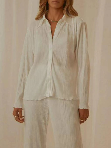 Button Up Long Sleeve Top and Pants Set - Image 17