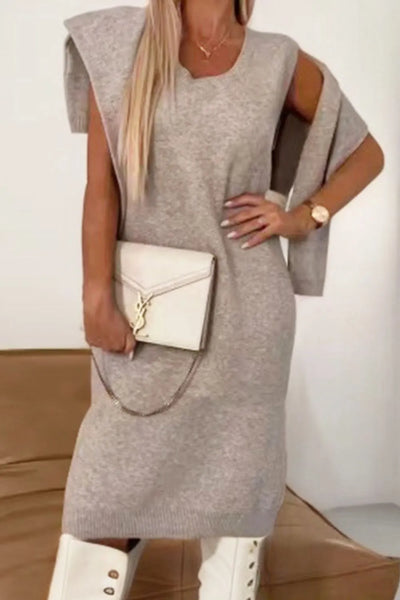 Turtleneck Dropped Shoulder Sweater and Dress Sweater Set - Image 3