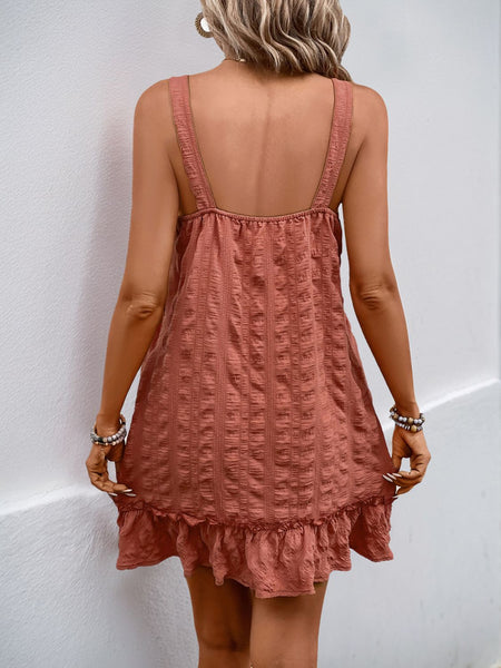 Perfee Texture Square Neck Wide Strap Mini Dress - Image 2