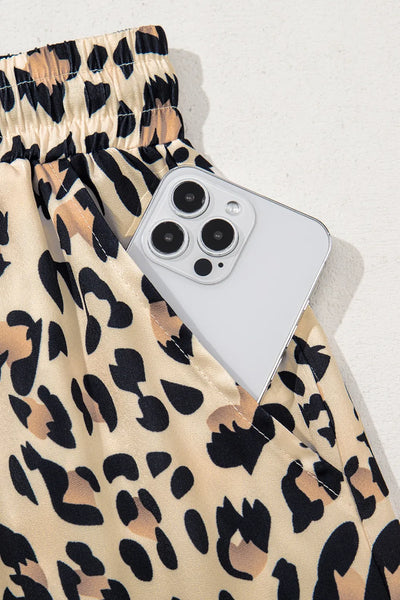 Parchment Leopard Drawstring Flowy Wide Leg Pants - Image 6