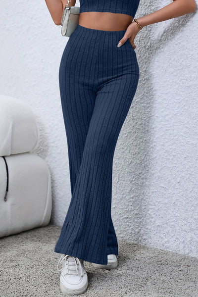 Basic Bae Full Size Ribbed High Waist Flare Pants - Image 8