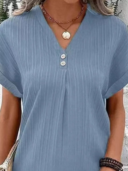 Full Size Casual V-Neck Short Sleeve Dress Plus Size - Image 14