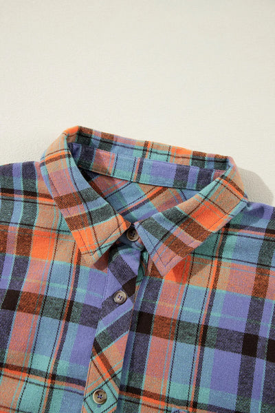 Plaid Collared Neck Long Sleeve Shirt - Image 8