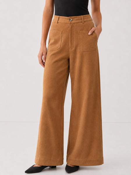 Faux Suede Wide Leg Pants - Image 5