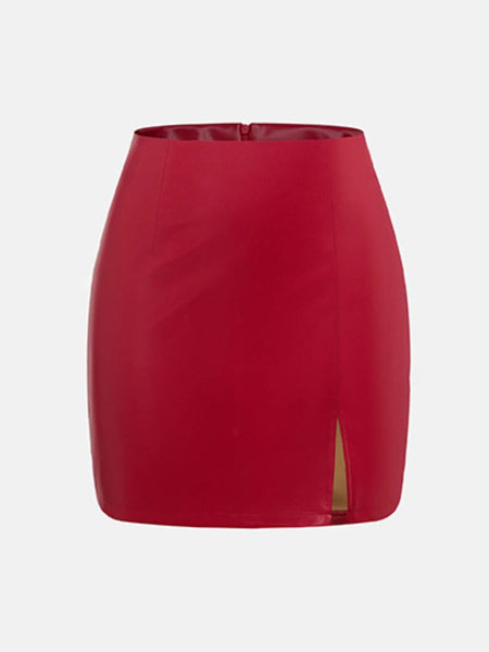 Slit Mini Skirt with Zipper - Image 8