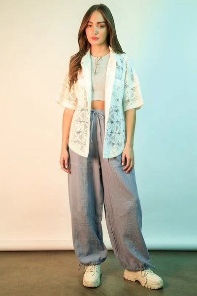 VERY J Wide Leg Gauze Solid Pants - Image 5
