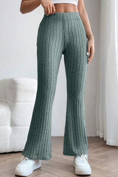 Basic Bae Full Size Ribbed High Waist Flare Pants - Image 18