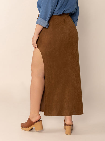 Plus Size Ruffled Slit High Rise Skirt - Image 2