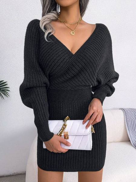Rib-Knit Dolman Sleeve Sweater Dress - Image 17