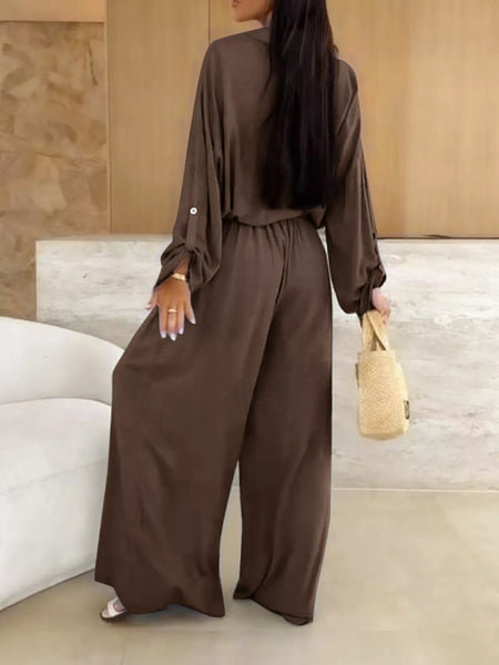 Long Sleeve Shirt and Wide Leg Pants Set - Image 4