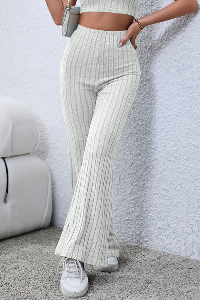 Basic Bae Full Size Ribbed High Waist Flare Pants - Image 21