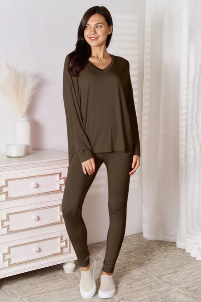 Basic Bae Bamboo Full Size V-Neck Long Sleeve Top and Pants Lounge Set - Image 9