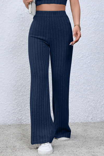 Basic Bae Full Size Ribbed High Waist Flare Pants - Image 10