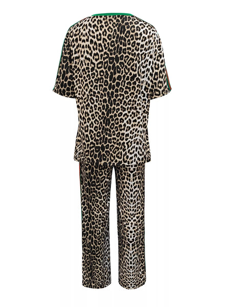 Leopard Round Neck Top and Pants Two-Piece Set - Image 7