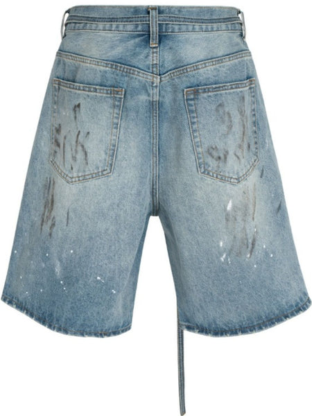 Men's Washed Graffiti Print Denim Bermuda Shorts - Image 2