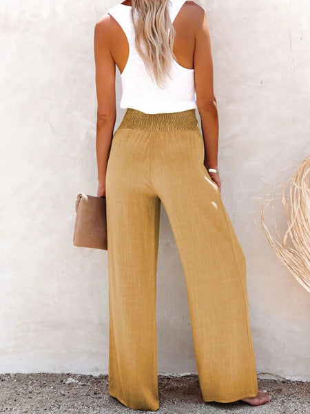 Full Size High-Waisted Textured Wide Leg Pants Plus Size - Image 16