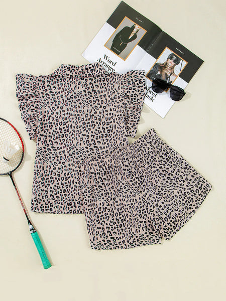 Leopard Print Cap Sleeve Top and Shorts Summer Set - Image 9