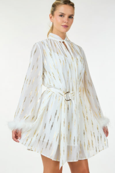 Metallic Print Short Dress - Image 4