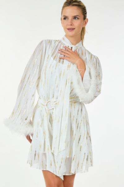 Metallic Print Short Dress - Image 2