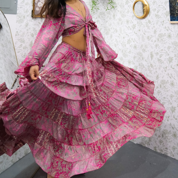 Ethereal Paisley Skirt with Ruffle Sleeve Top - Image 17