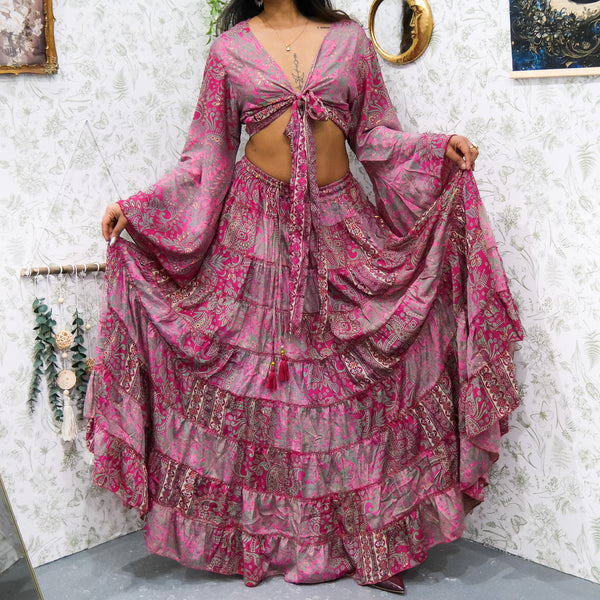 Ethereal Paisley Skirt with Ruffle Sleeve Top - Image 16