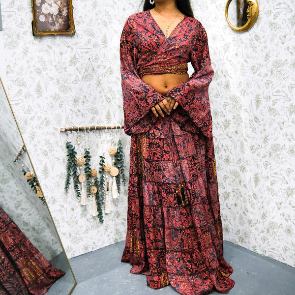 Ethereal Paisley Skirt with Ruffle Sleeve Top - Image 12
