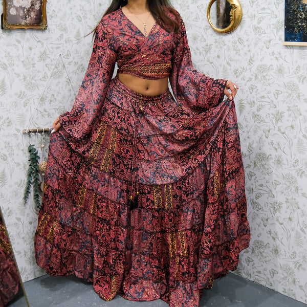 Ethereal Paisley Skirt with Ruffle Sleeve Top - Image 13